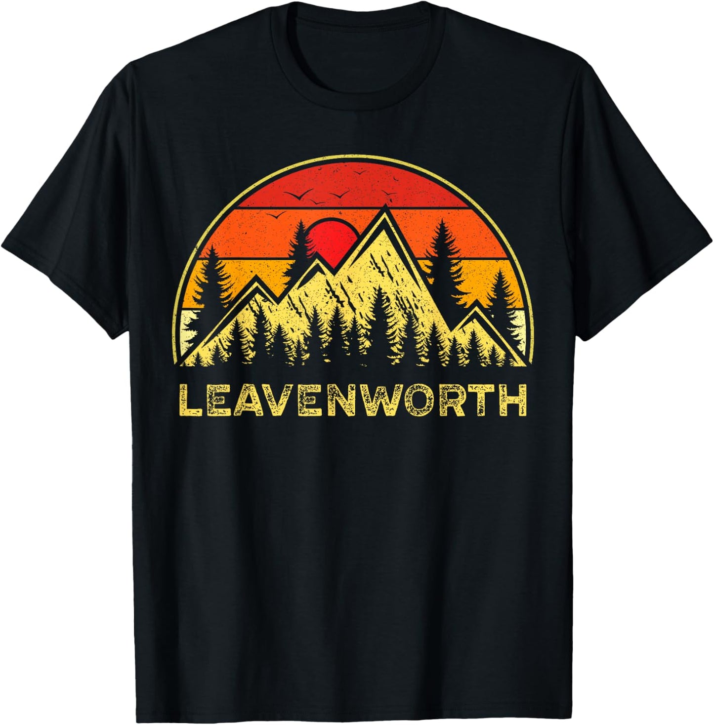 Vintage Leavenworth Washington WA Mountains Hiking Souvenirs T-Shirt - T-Shirt | Black