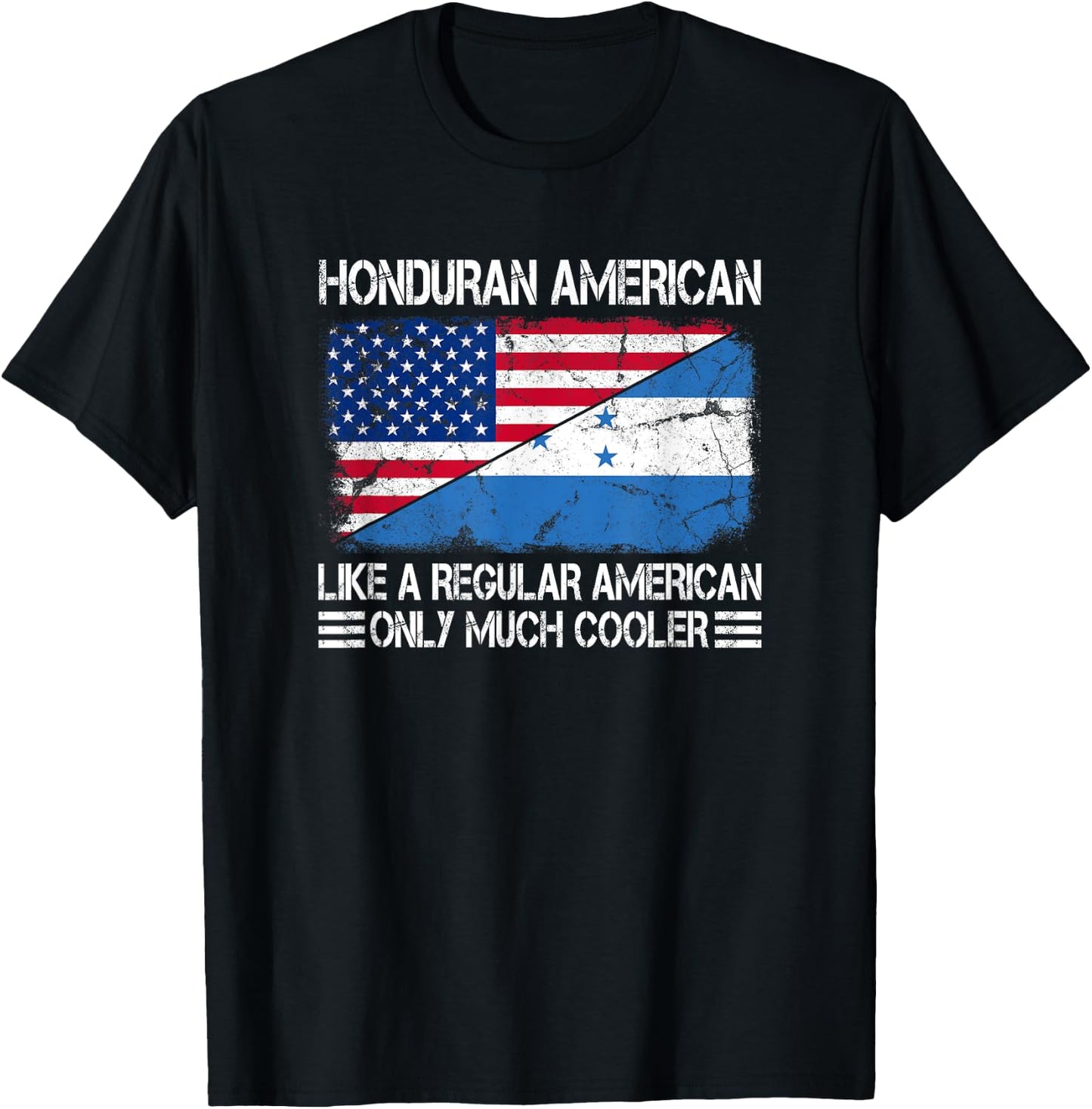 Honduran American Like a Regular American Half USA Flag T-Shirt - T-Shirt | Black