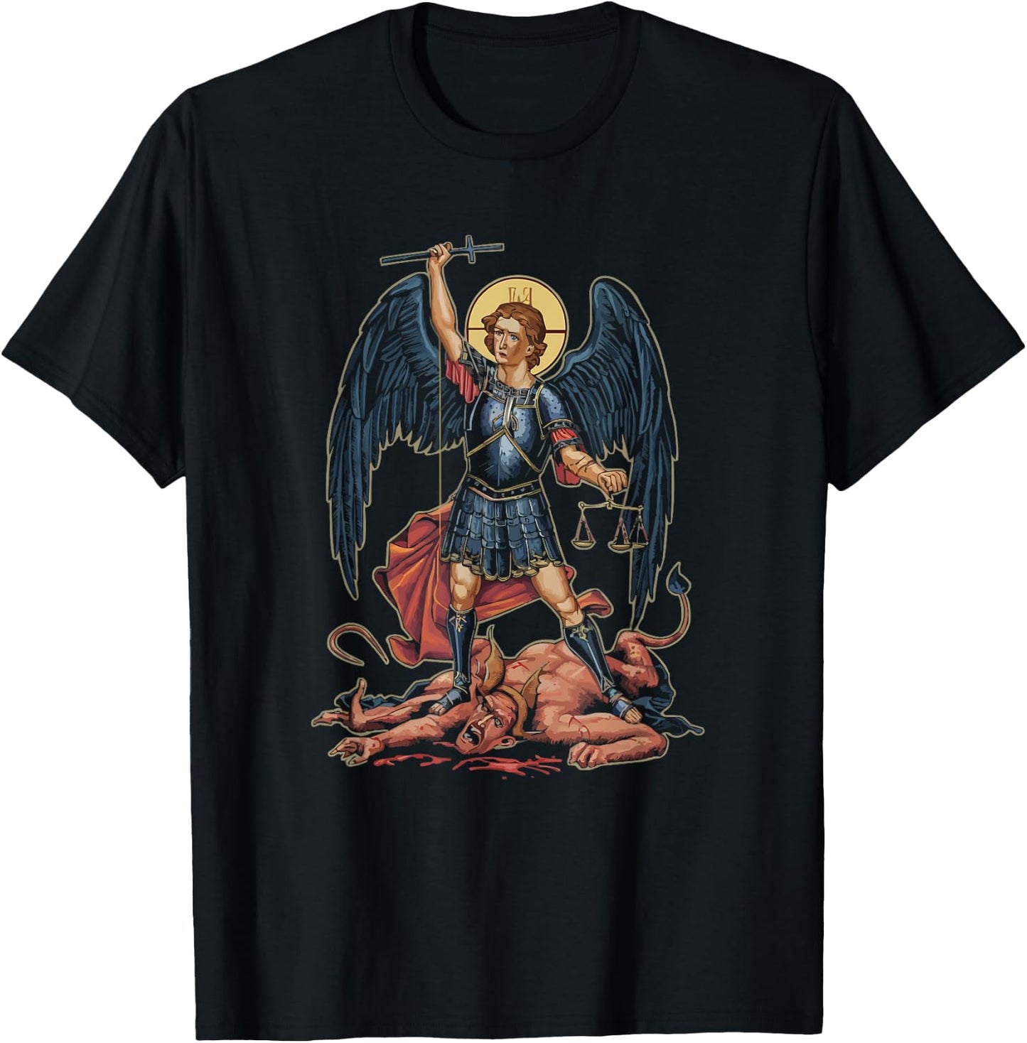 Archangel Catholic Religion Christianity Guardian Angel T-Shirt - T-Shirt | Black