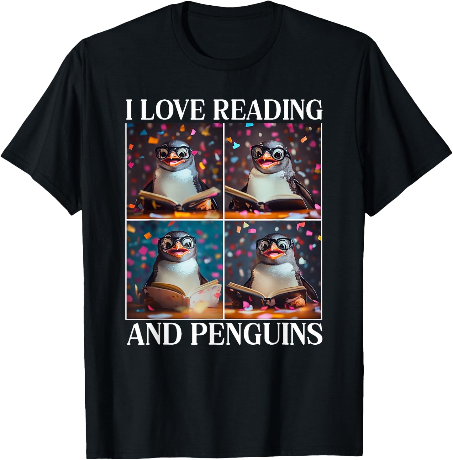 Penguin Love Reading And Penguins Child Book Lover T-Shirt - T-Shirt | Black