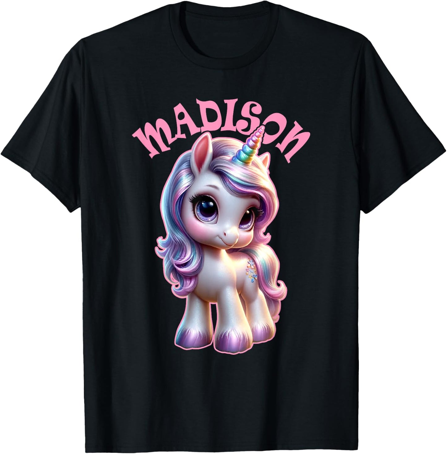 Madison Cute Unicorn Design for Girls Name Madison T-Shirt - T-Shirt | Black