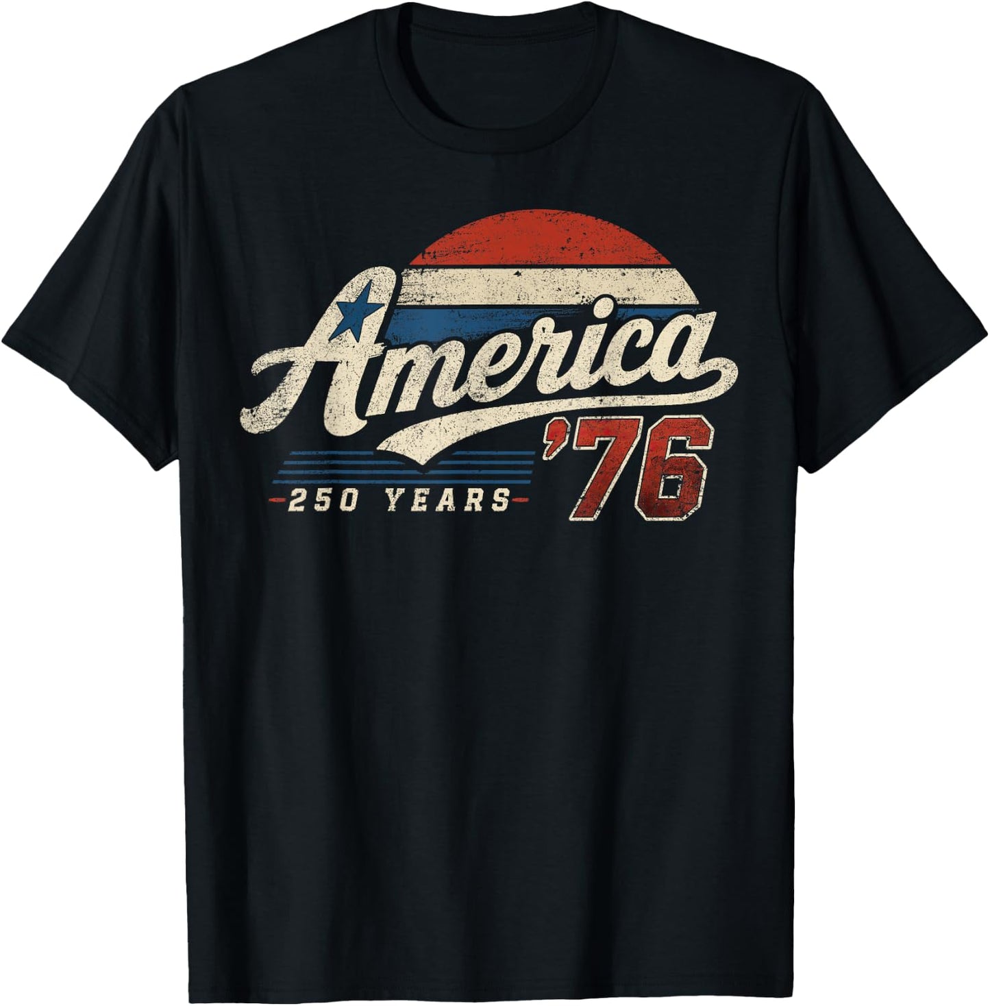 America Retro 250 Years USA 1776 2026 4th of July Men Women T-Shirt - T-Shirt | Black
