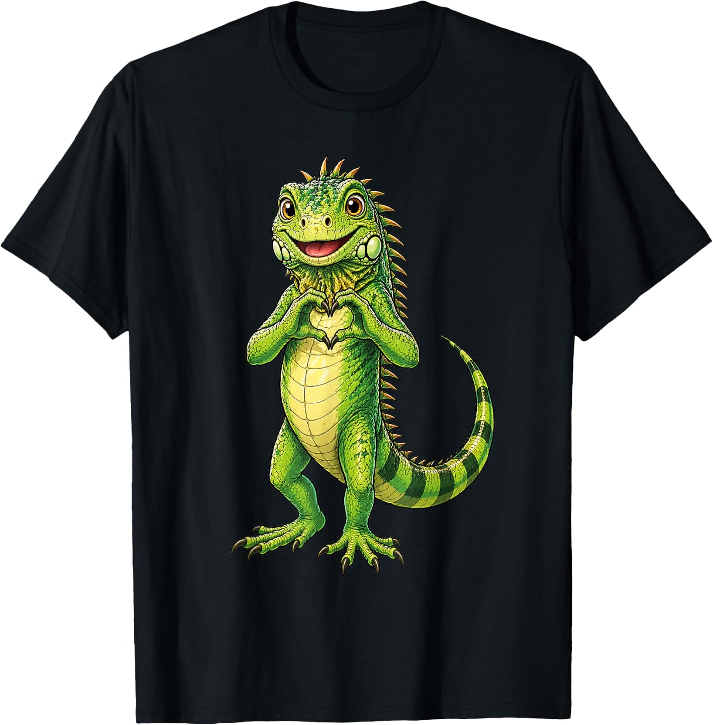Iguana with Heart | Cute Little Iguana Heart Symbol T-Shirt - T-Shirt | Black