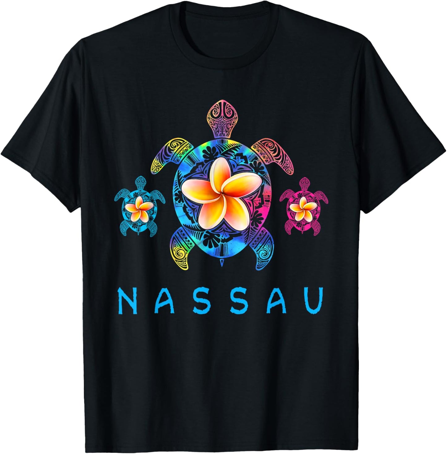 Nassau Bahamas Tribal Tie Dye Sea Turtle T-Shirt - T-Shirt | Black