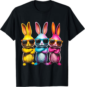 Funny Easter Bunny Cool Bunnies Kids Boys Girls Women Men T-Shirt - T-Shirt | Black