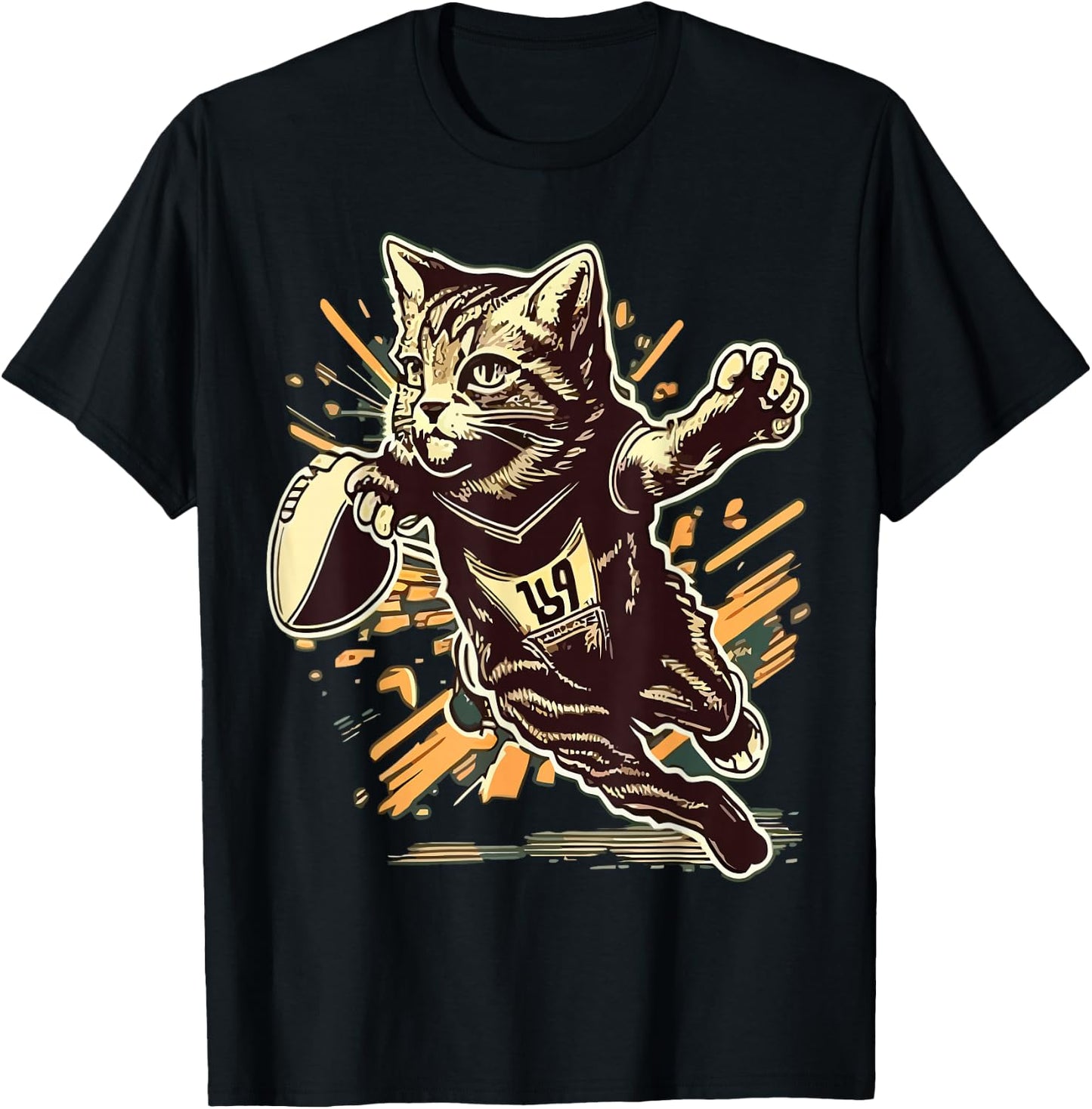 Football Game Season Cat Lover Girl Football Player Women T-Shirt - T-Shirt | Black