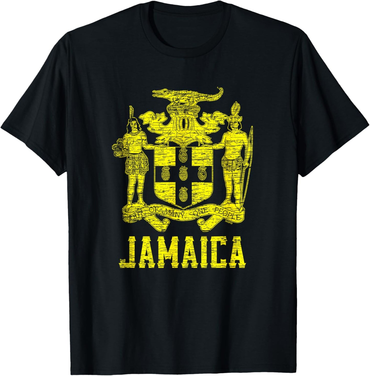 Jamaica, Coat of Arms, Out of Many, One People T-Shirt - T-Shirt | Black