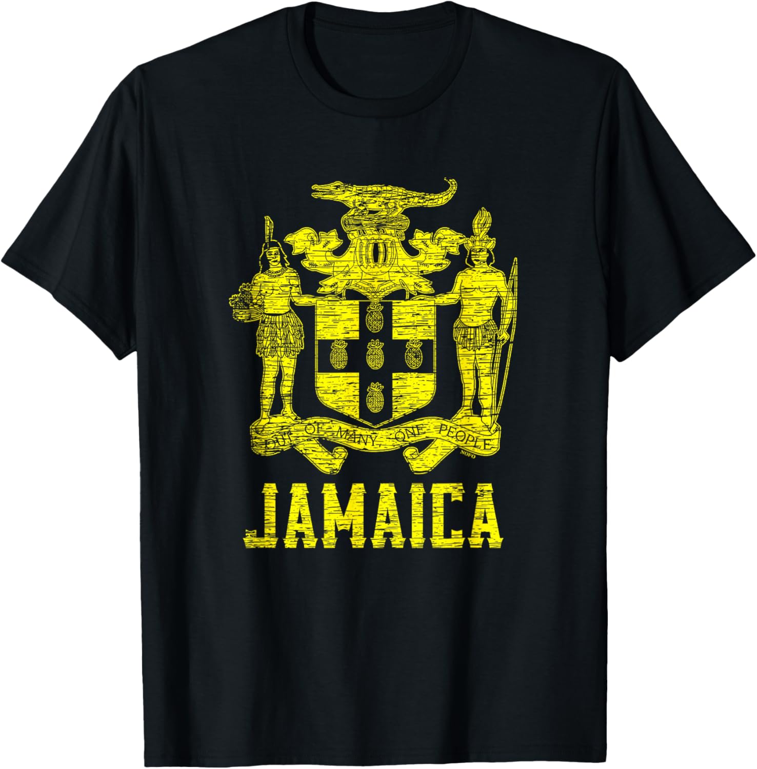 Jamaica, Coat of Arms, Out of Many, One People T-Shirt - T-Shirt | Black