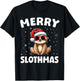 Merry Christmas Sloth Merry Slothmas Funny Boy Girl Kids T-Shirt - T-Shirt | Black