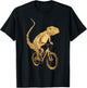 Bearded Dragon Lizard Gecko Pet Reptile On A Bicycle T-Shirt - T-Shirt | Black