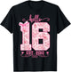 Hello Sixteen Est 2010 Cute Coquette Bow 16th Birthday Girl T-Shirt - T-Shirt | Black