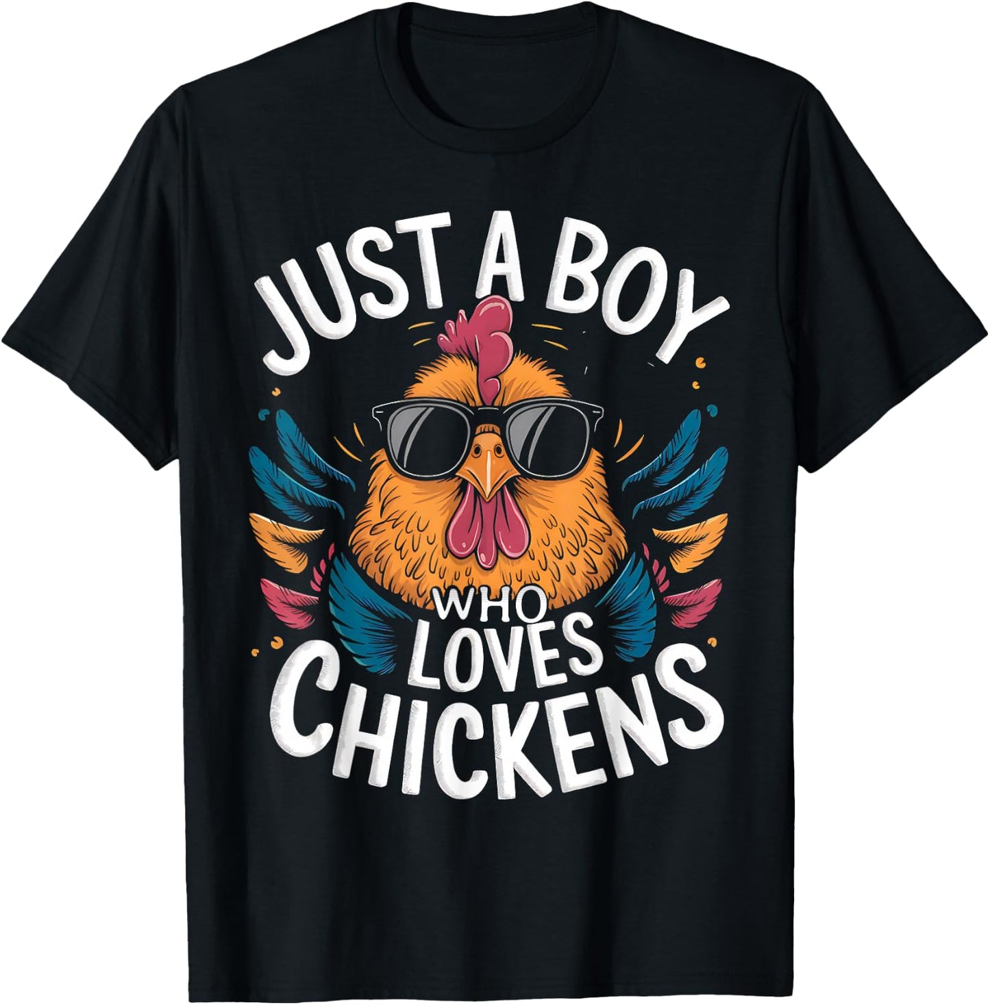 Just a Boy Who Loves Chickens Bird Farm Animal Lover Kids T-Shirt - T-Shirt | Black