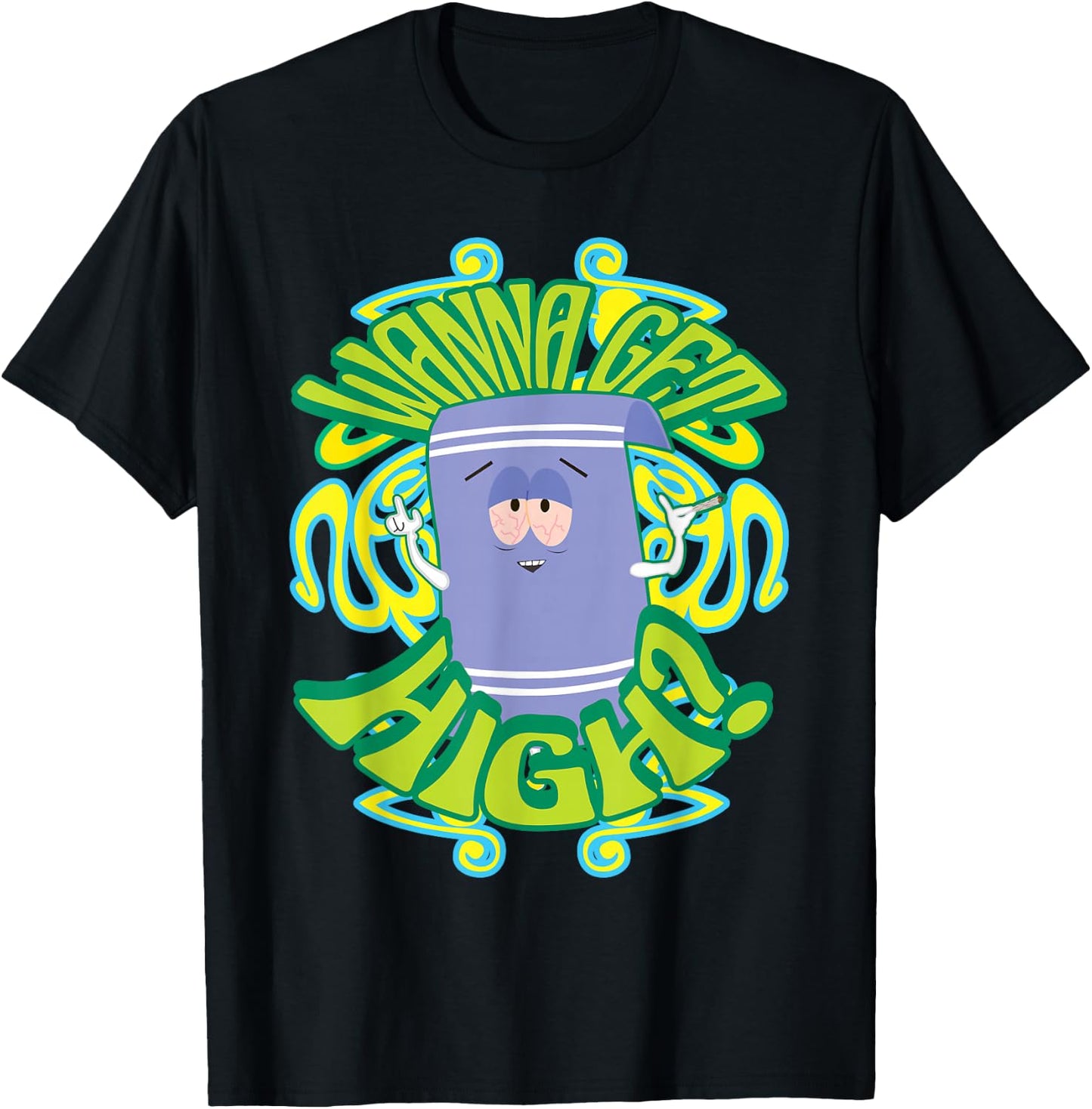 South Park Wanna Get High Towel , Black, S T-Shirt - T-Shirt | Black