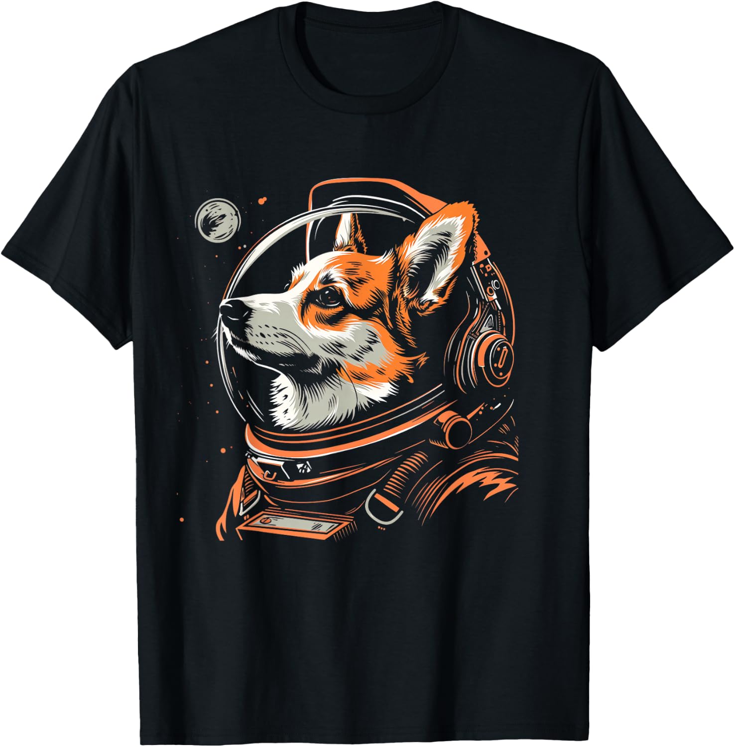 Corgi Astronaut Funny Cute Dog Suit T-Shirt - T-Shirt | Black