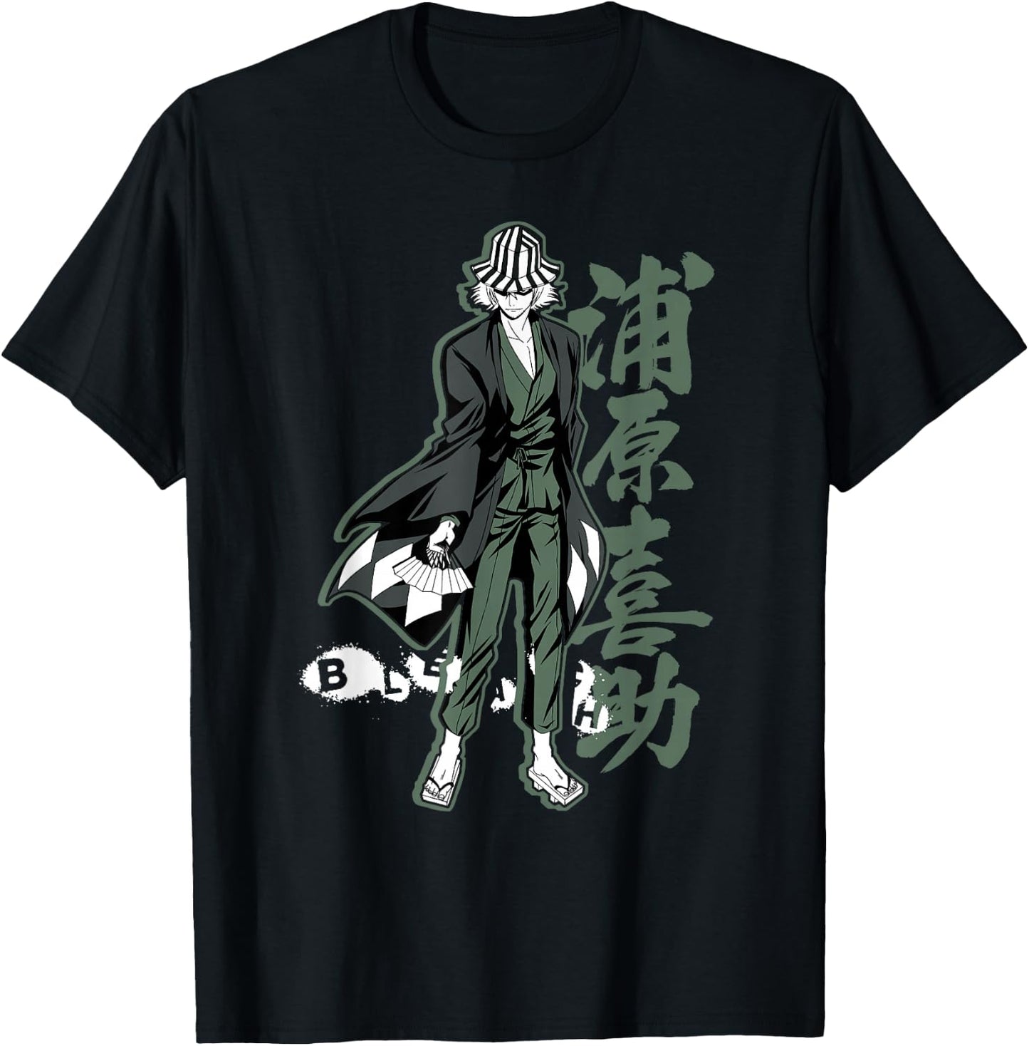 Bleach Kisuke mit Vertikalem Kanji T-Shirt - T-Shirt | Black