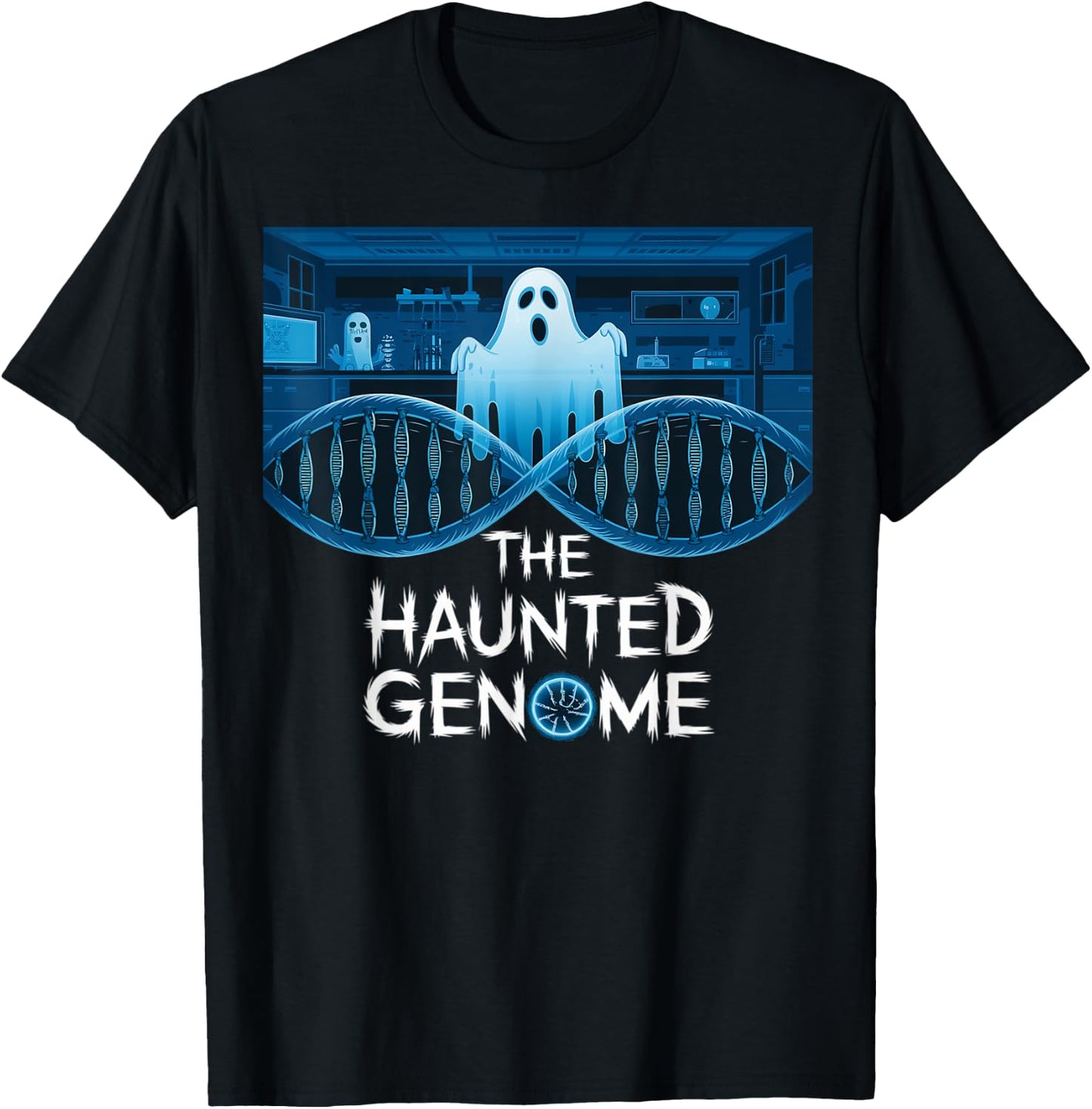 The haunted genome, halloween edition, biology halloween T-Shirt - T-Shirt | Black