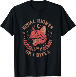 Equal Rights Or I Bites Feminist T-Shirt - T-Shirt | Black