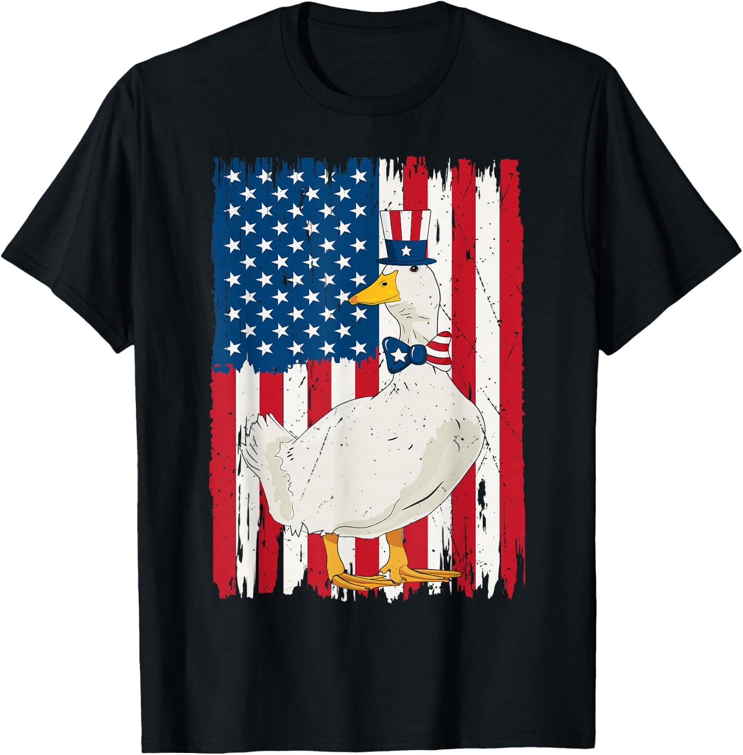 4th Of July Duck And American US Flag Patriotic Duck Lover T-Shirt - T-Shirt | Black