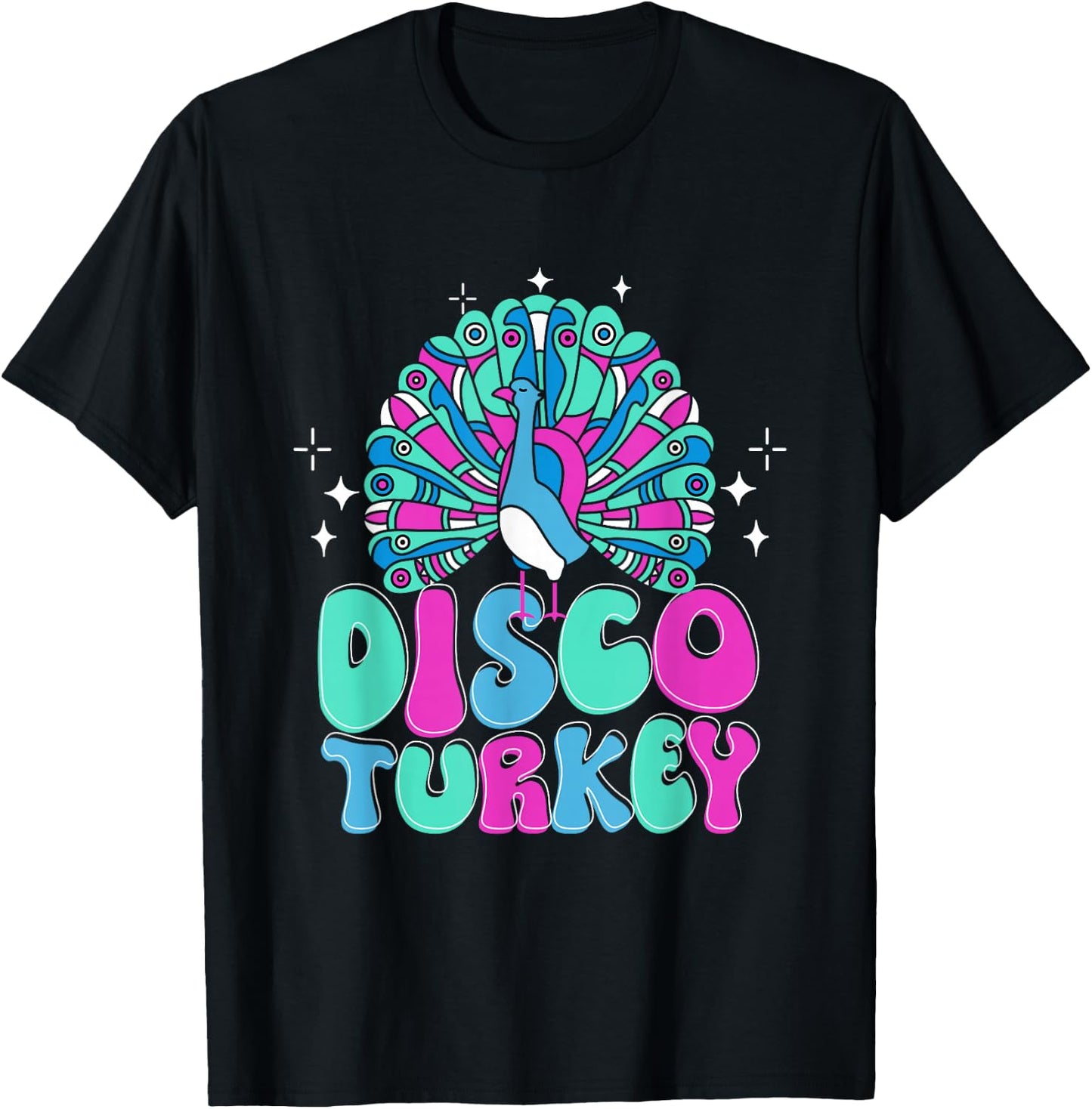 Peacock Disco Turkey Ornithologist Bird Lover Zookeeper T-Shirt - T-Shirt | Black