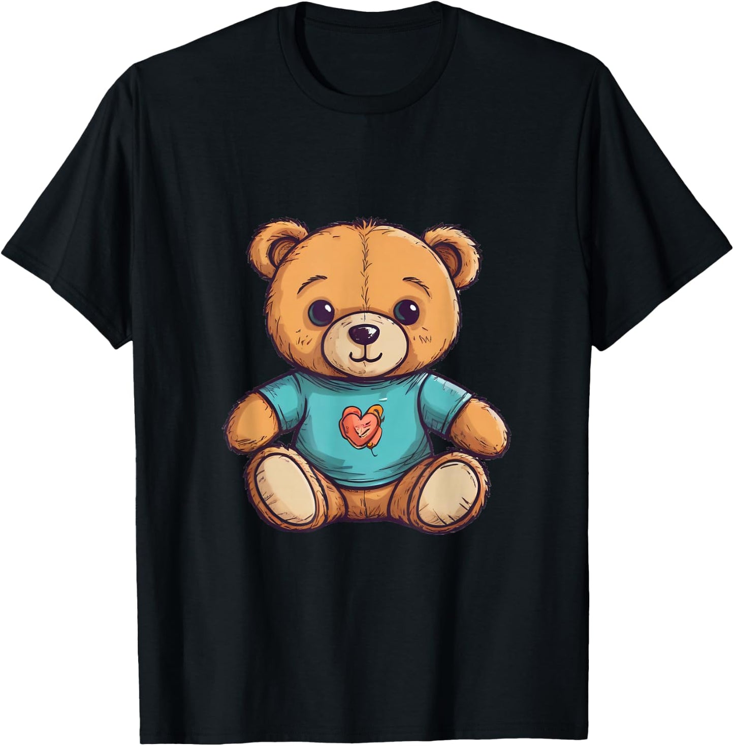 Teddybär süßer Teddy Bär Liebe Zeichnung T-Shirt - T-Shirt | Black