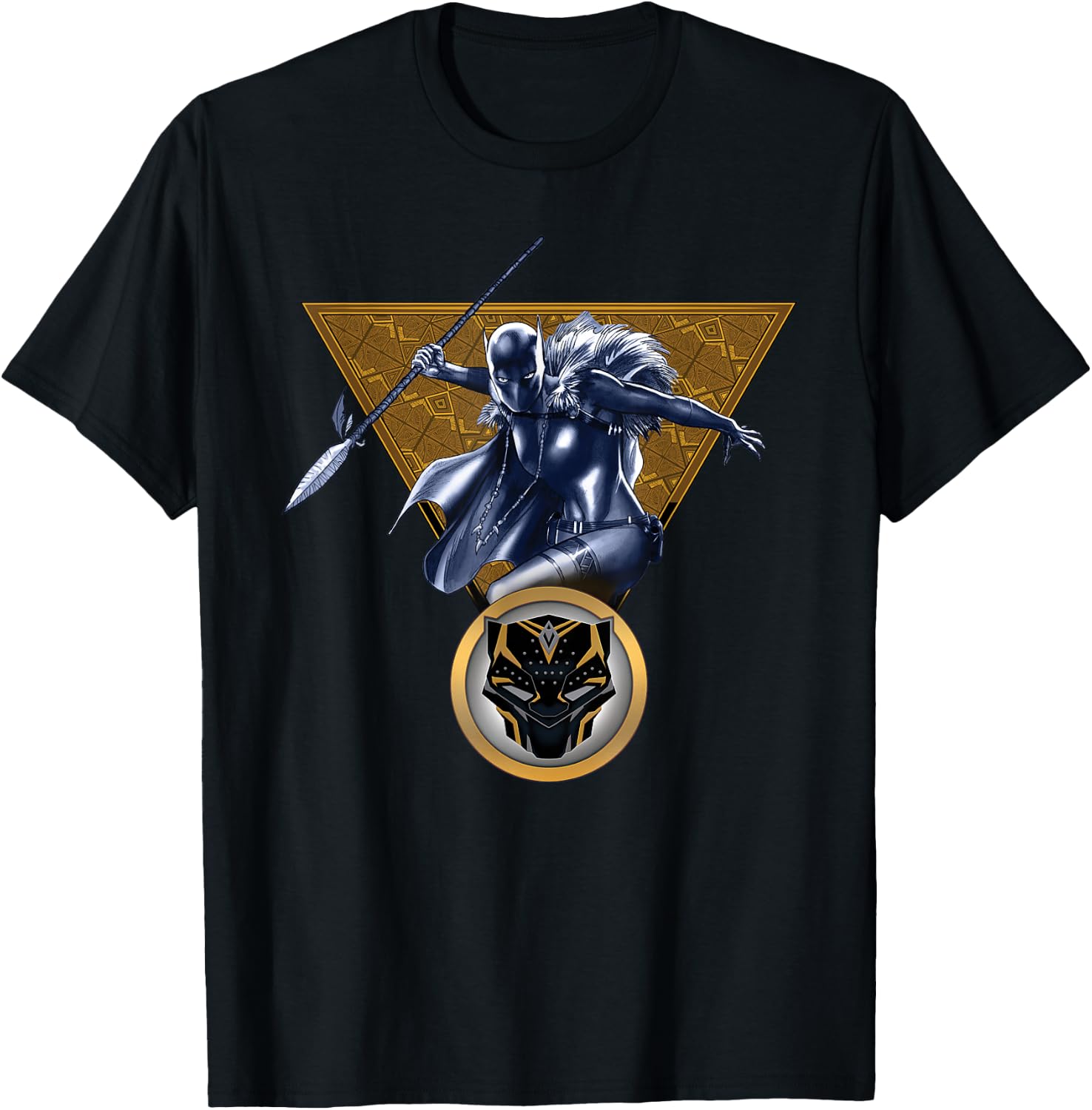 Marvel Black Panther Shuri with Cape and Spear Comic Art T-Shirt - T-Shirt | Black