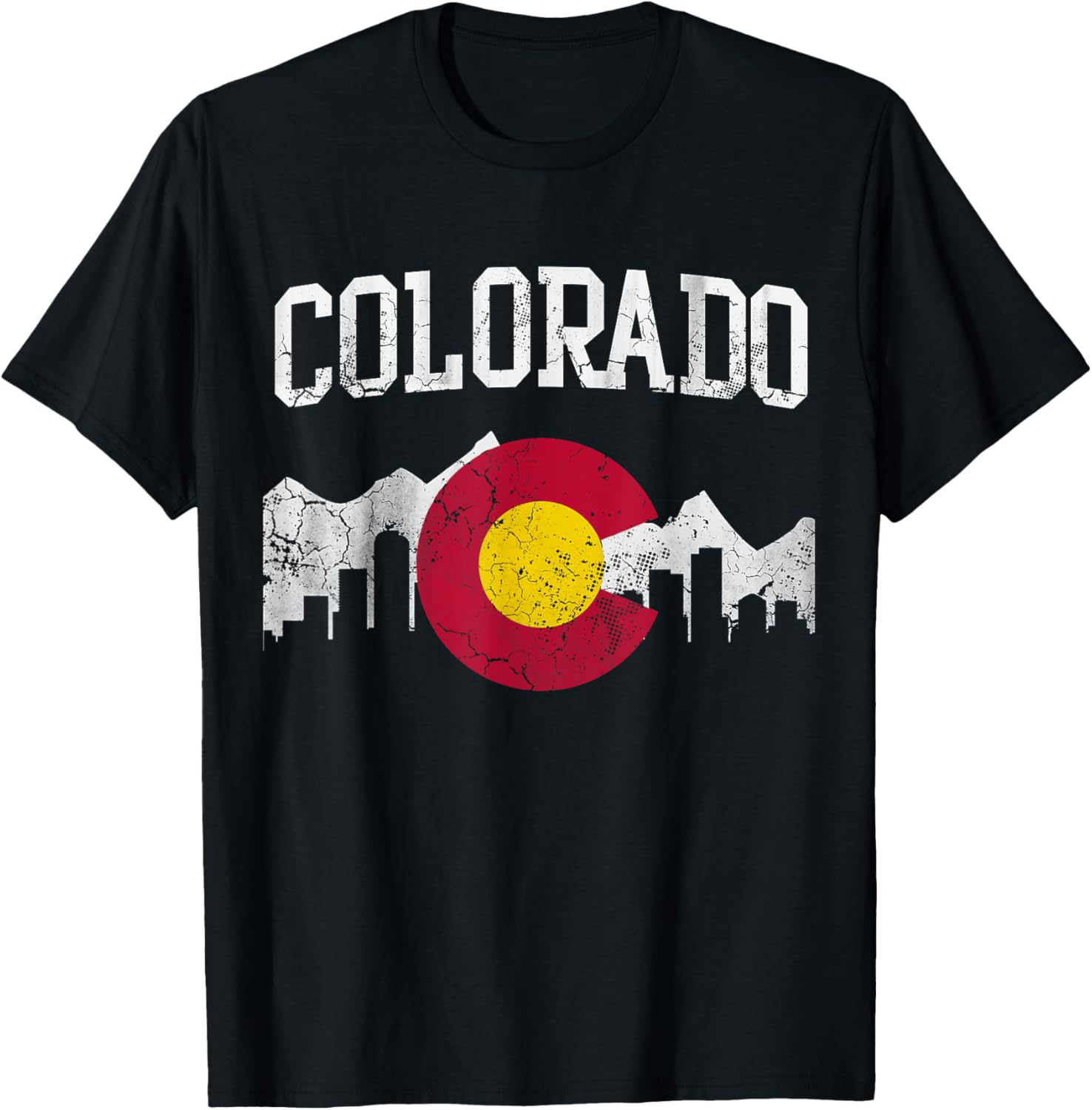 Colorful Colorado Flag Skyline T-Shirt - T-Shirt | Black