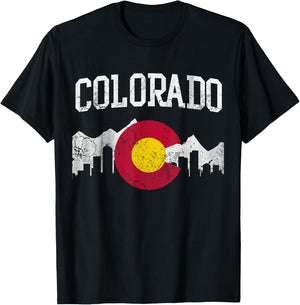 Colorful Colorado Flag Skyline T-Shirt - T-Shirt | Black