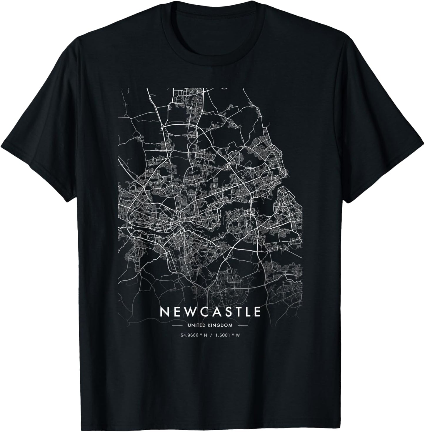 Newcastle United Kingdom Funny City Coordinates Skyline T-Shirt - T-Shirt | Black