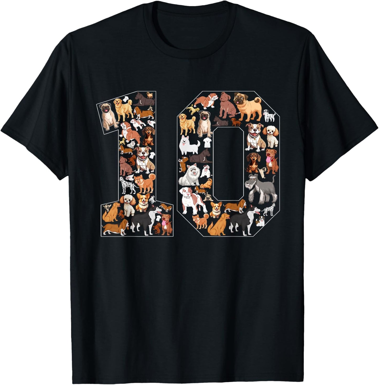 10th Birthday Dog Lovers 10 Year Old Boys Girls Party T-Shirt - T-Shirt | Black
