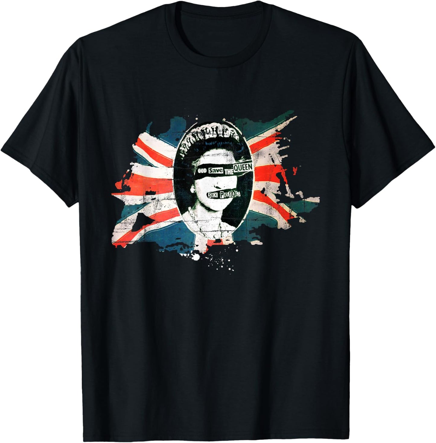 Sex Pistols Official Flag God Save The Queen T-Shirt - T-Shirt | Black