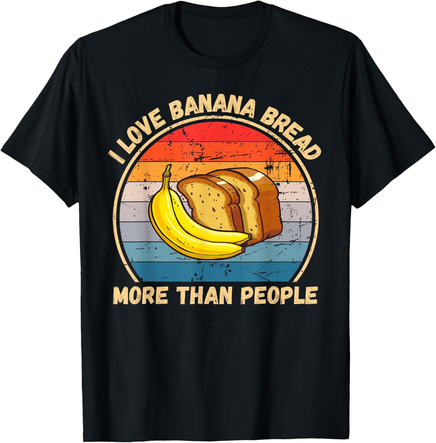 Vintage I Love Banana Bread More Than People Banana Bread T-Shirt - T-Shirt | Black