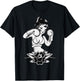 Traditional Boxer Girl Pin-Up Pretty Girl Blackwork T-Shirt - T-Shirt | Black