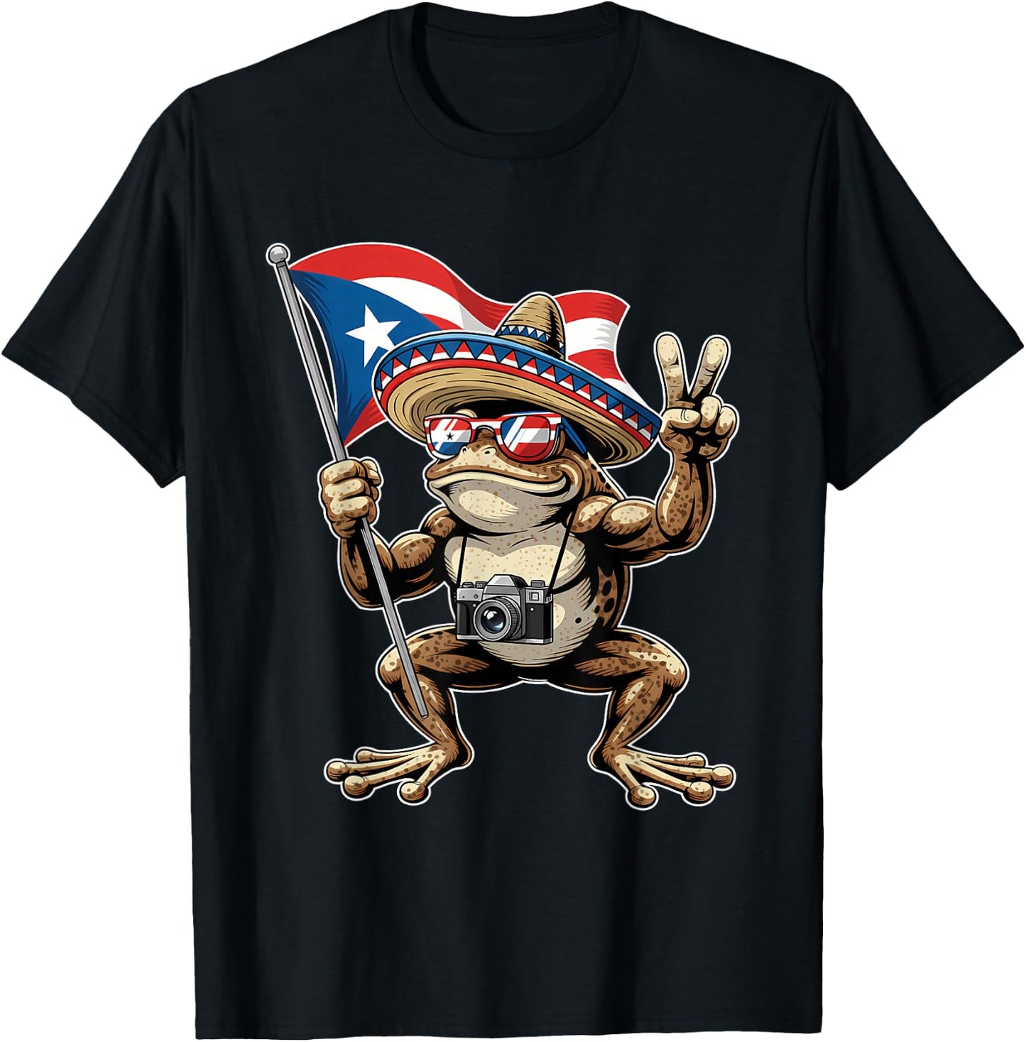 Coqui Frog Puerto Rico Taino Puerto Rican Flag Boricua T-Shirt - T-Shirt | Black