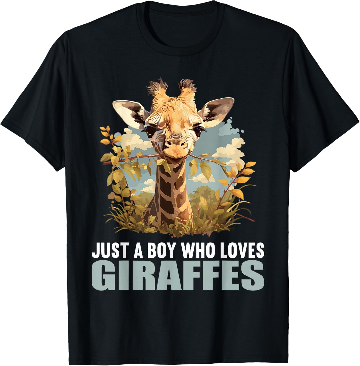 Just a Boy who loves Giraffes. Giraffes Giraffe T-Shirt - T-Shirt | Black
