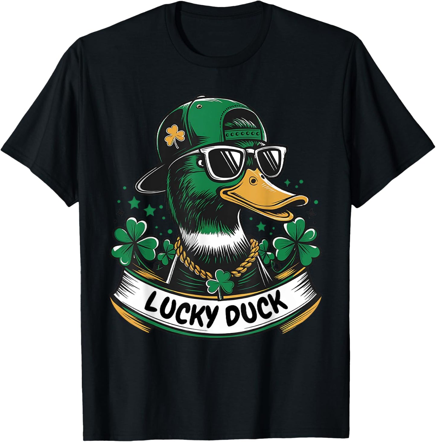 Lucky Funny Duck Shamrock St Patricks Day Ducks Lovers Irish T-Shirt - T-Shirt | Black