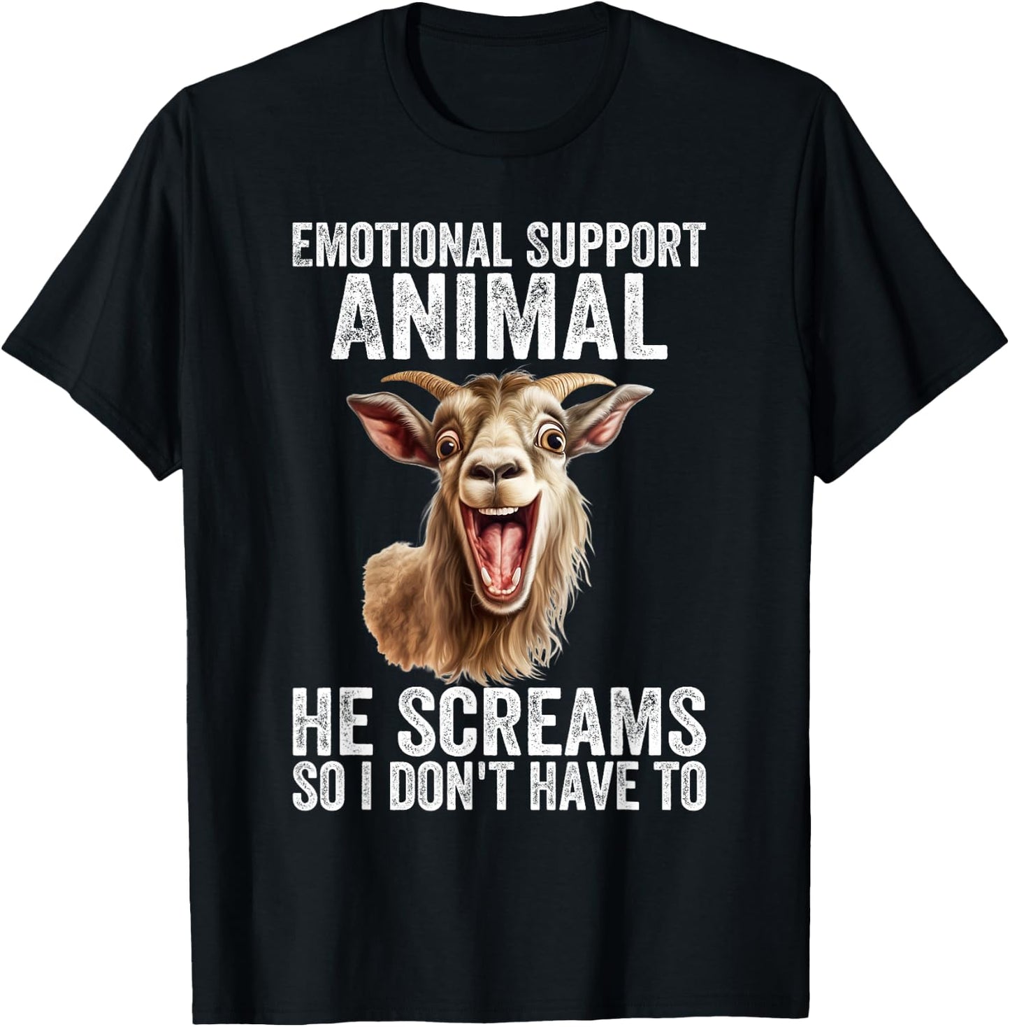 Screaming Goat Emotional Support Animal Goat Owner Raiser T-Shirt - T-Shirt | Black
