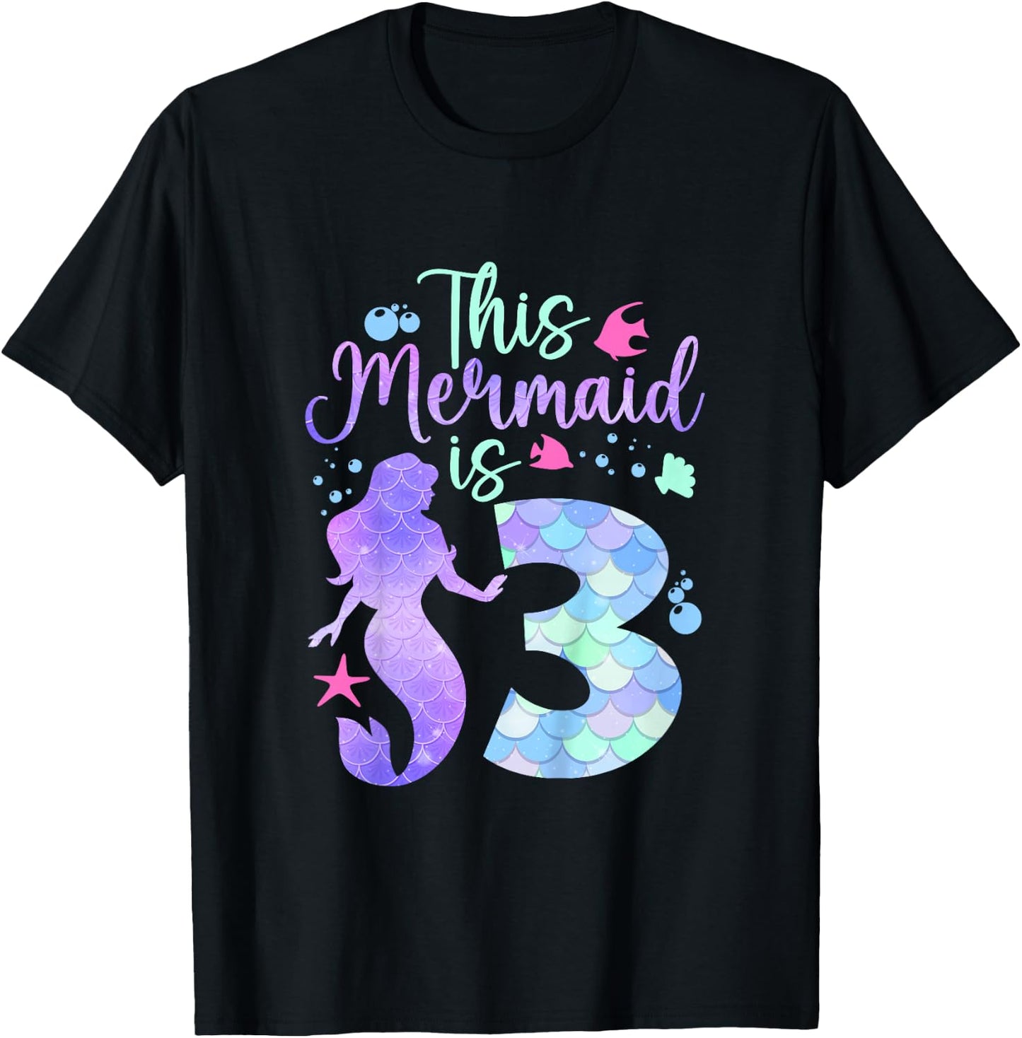 Kids This Mermaid is 3 Birthday Girls Mermaid T-Shirt - T-Shirt | Black
