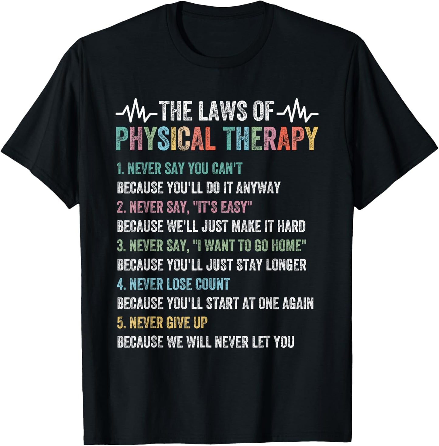 Physical Therapy Apparel for Physical Therapist - Adults Black Cotton Short Sleeve - The Laws Of Physical Therapy T-Shirt - T-Shirt | Black