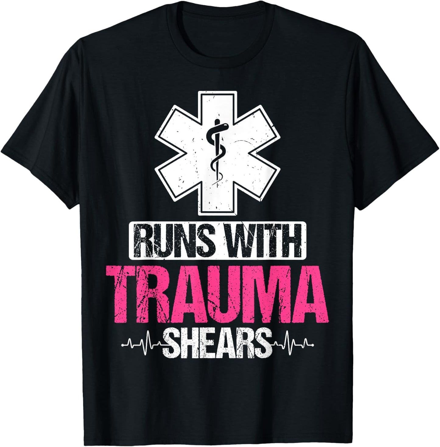 Funny Trauma Nurse Nursing Gifts - Runs with Trauma Shears T-Shirt - T-Shirt | Black