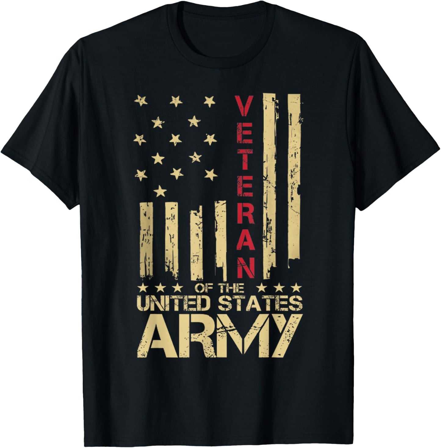 Patriotic U.S Army Veteran Red Line American Flag Vintage Small T-Shirt - T-Shirt | Black