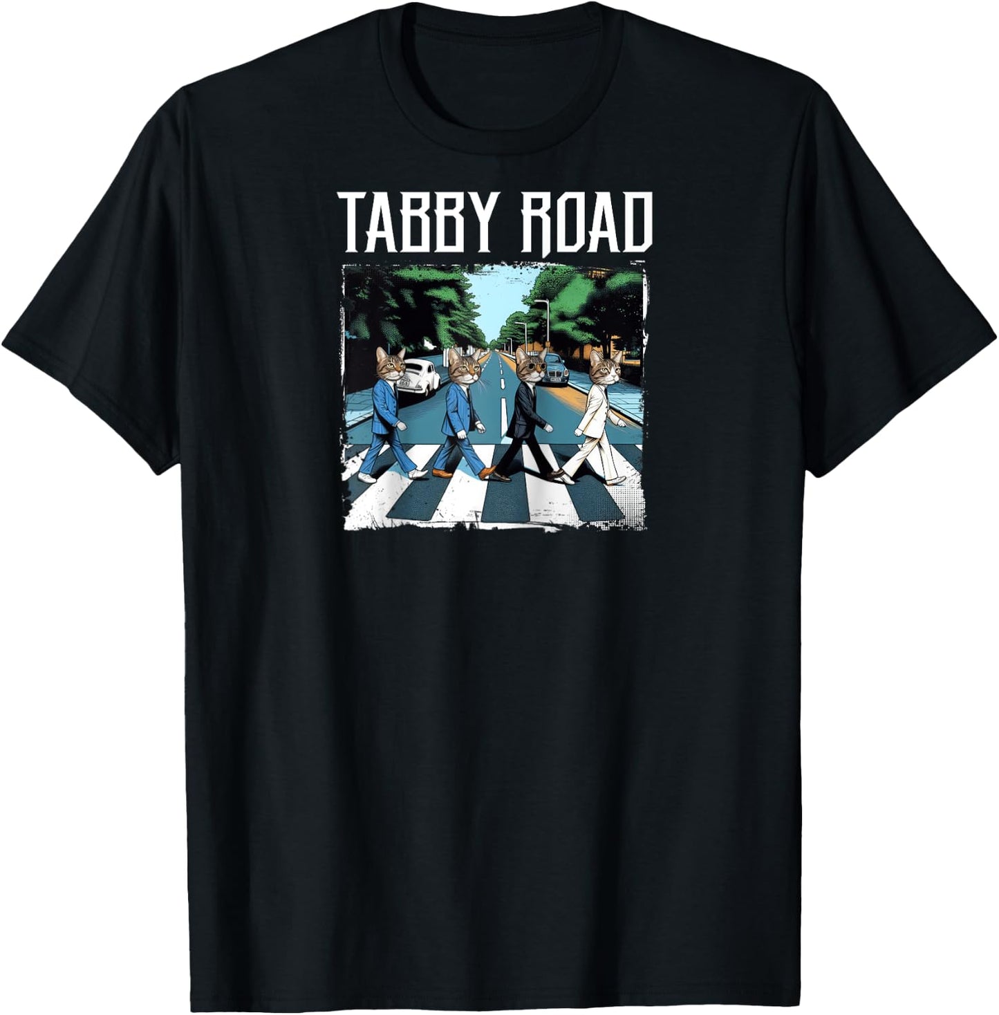 Tabby Road For Cat Lovers And Old Rock Puns Raglan Baseball T-Shirt - T-Shirt | Black