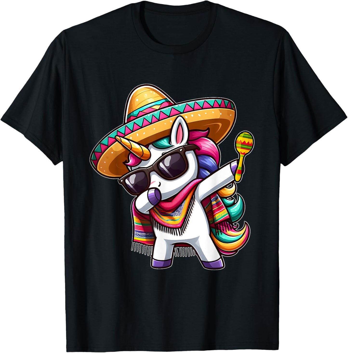Cinco de Mayo Dabbing Unicorn Funny Mexican Dab Girl Kids T-Shirt - T-Shirt | Black