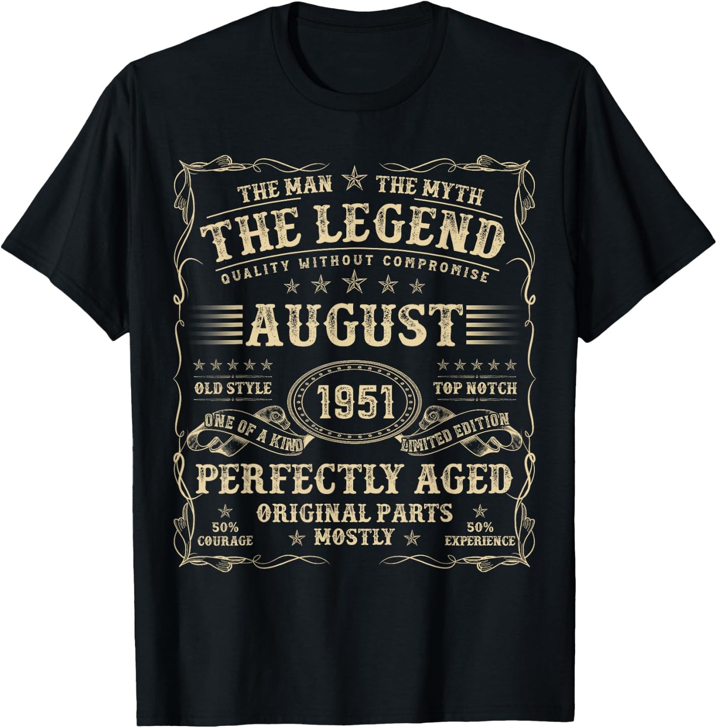 August 1951 73 Year Old Birthday Gifts 73rd Birthday T-Shirt - T-Shirt | Black