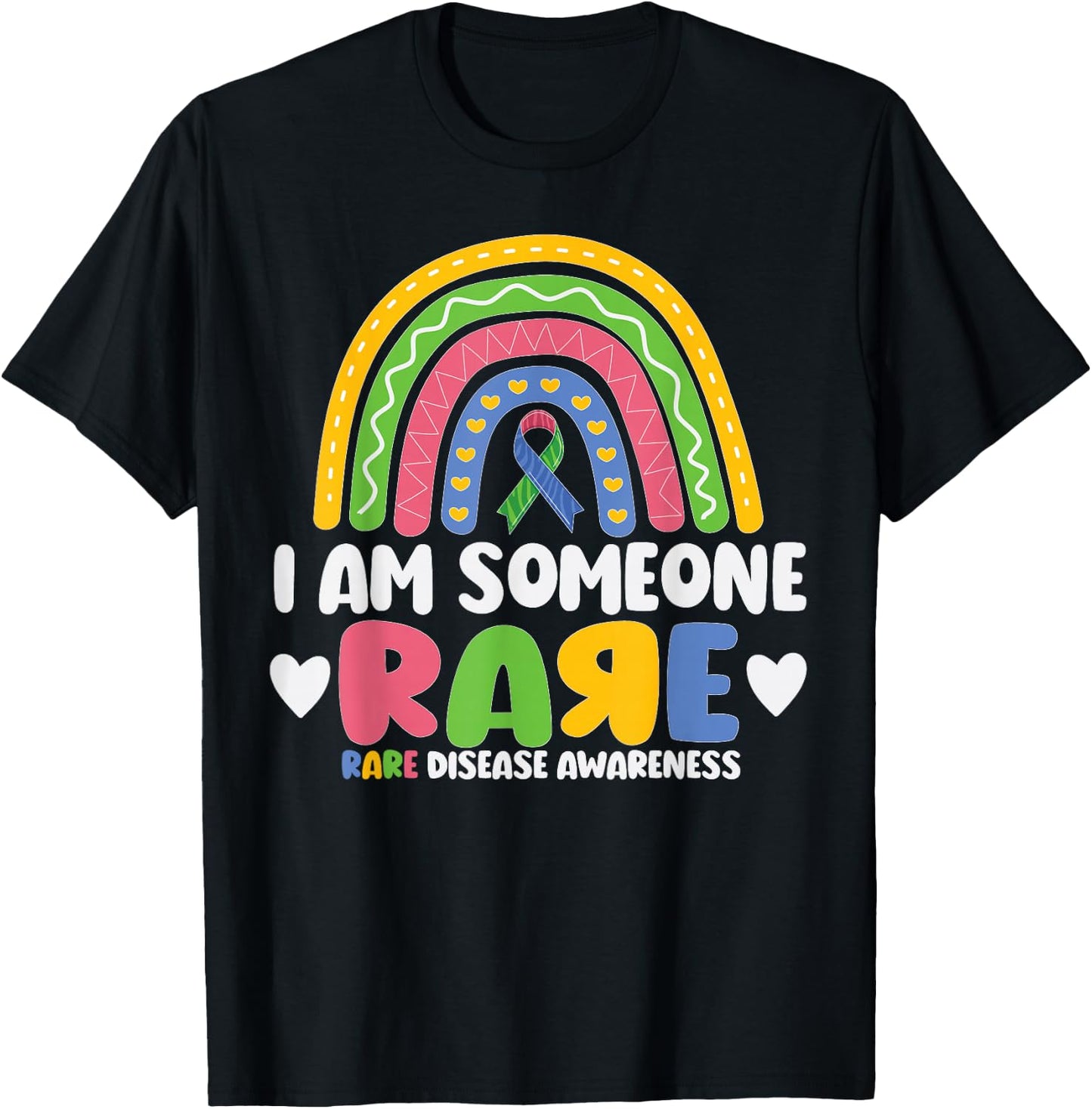Rare Disease Day I Am Someone Rare Rainbow Zebra Ribbon T-Shirt - T-Shirt | Black
