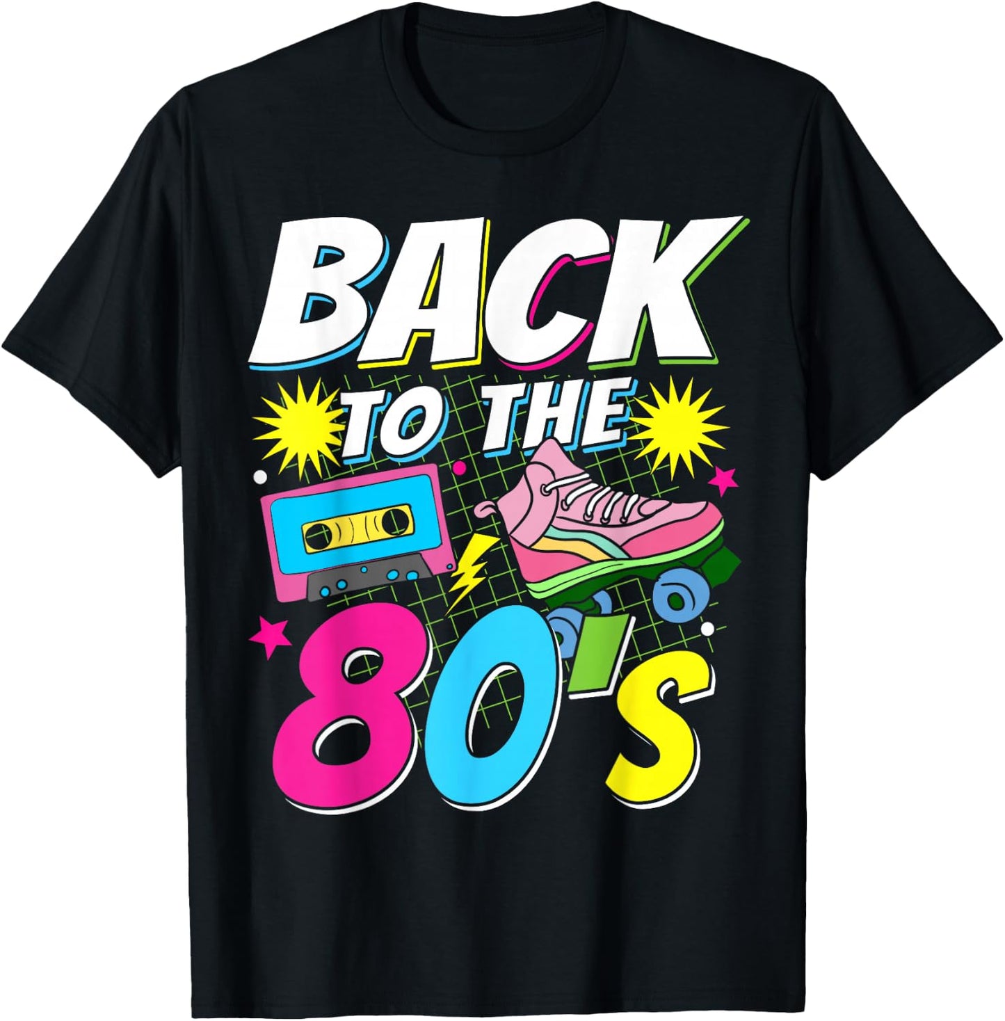 80s 80s 80s Retro Back to the 80s , black T-Shirt - T-Shirt | Black