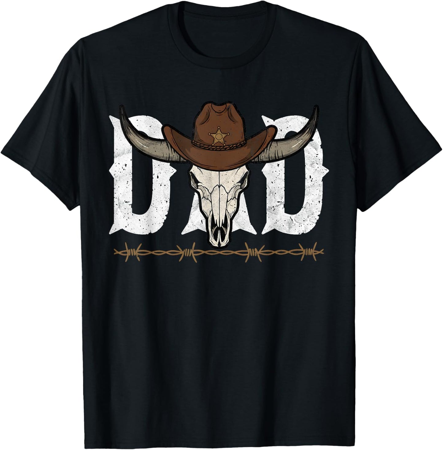 Dad Cowboy Western Rodeo Father's Day Birthday Retro Vintage T-Shirt - T-Shirt | Black
