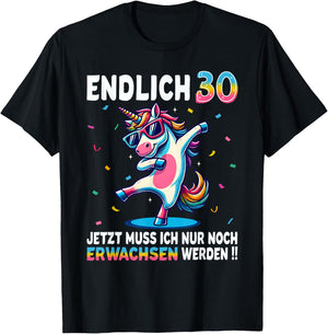 30th Birthday Gifts Woman Man Party Outfit Unicorn , black T-Shirt - T-Shirt | Black