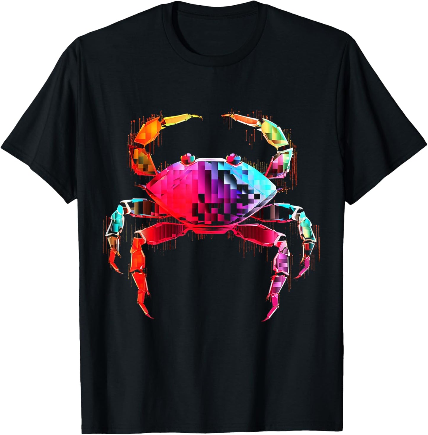 Crab Colorful Geometric Animal Art Graphic Motif Crab T-Shirt - T-Shirt | Black