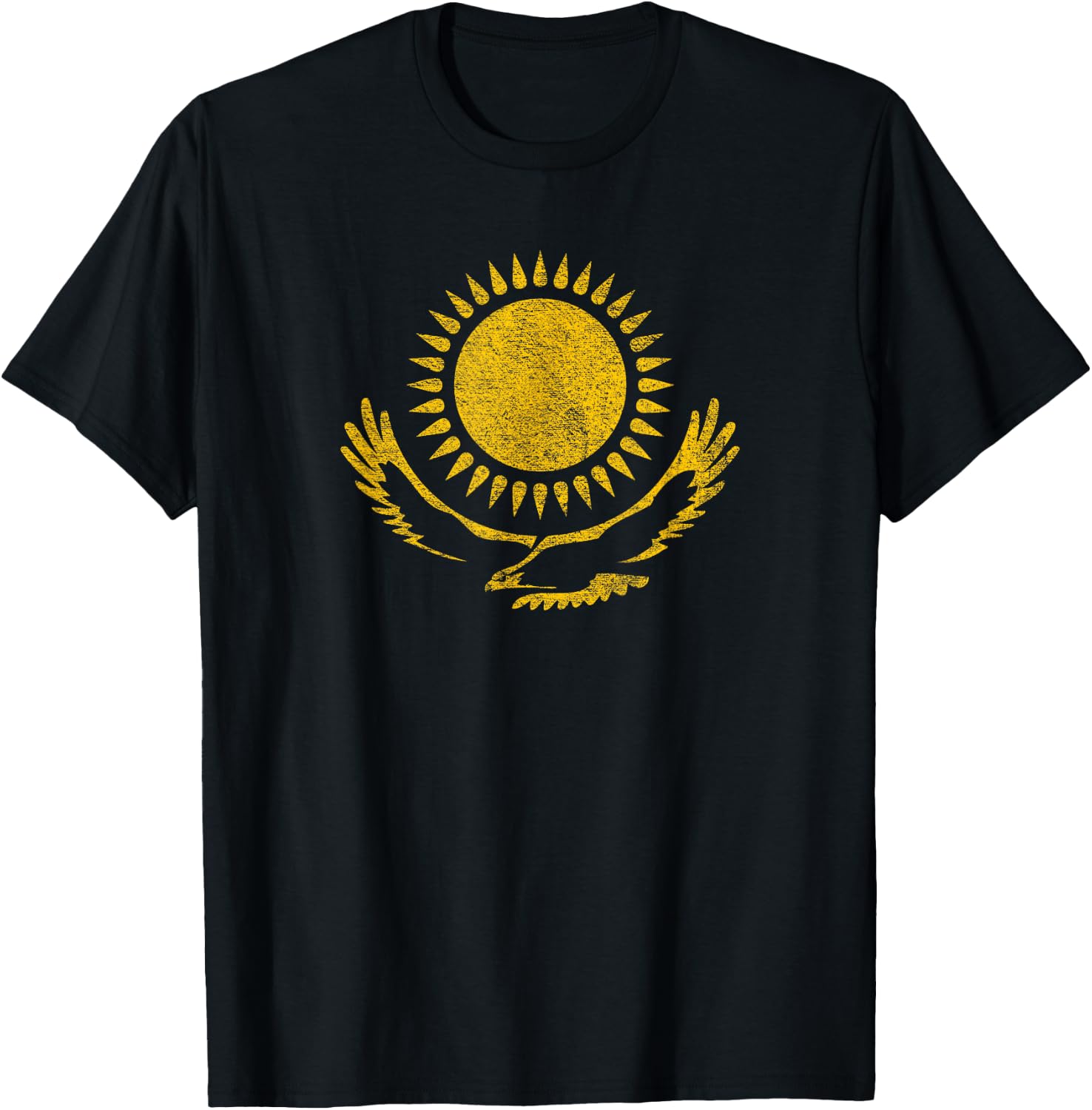 Kazakhstan National Flag Eagle and Sun Almaty Astana T-Shirt - T-Shirt | Black