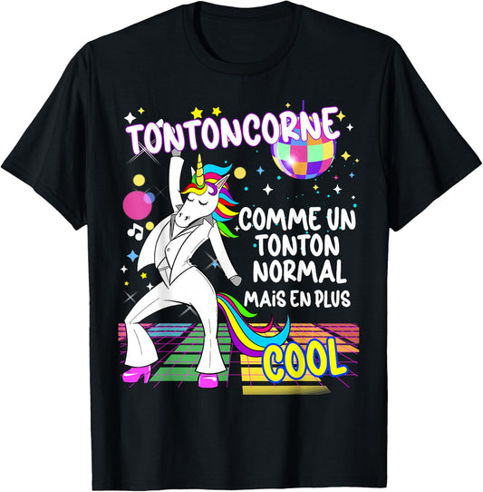 Tonton Unicorn Cool Tearing Vintage Disco 80s 90s T-Shirt - T-Shirt | Black